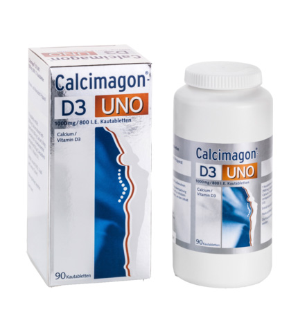 德国药房中老年成人预防骨质疏松 Calcimagon-D3 UNO 1000mg咀嚼钙片90粒