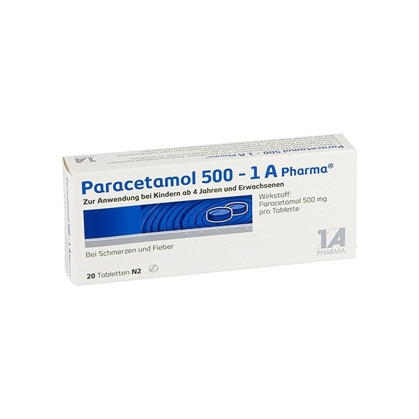 PARACETAMOL 500mg （1A）扑热息痛消炎止痛退烧片 20片 PZN:02481587,德国代购,第1张