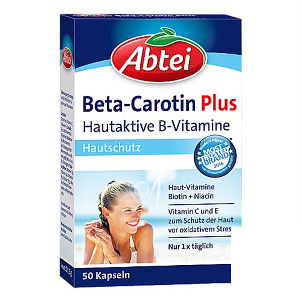 德国爱普泰Abtei β-胡萝卜素+维生素B膳食补充剂 50粒 ABTEI BETA CAROT+HAUTAKT B PZN11559302,德国代购,第1张