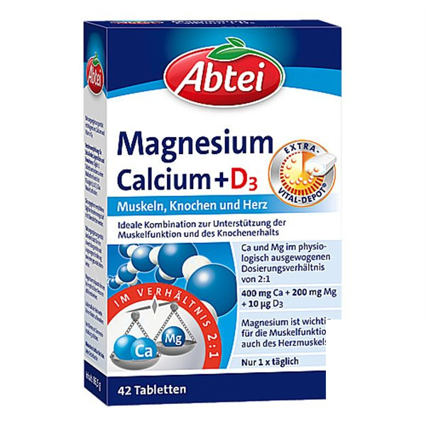 德国Abtei爱普泰镁+钙+维生素D3营养片ABTEI MAGNESIUM CAL + D3DE PZN08738478,德国代购,第1张