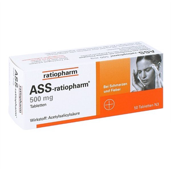 ASS RATIOPHARM 500MG ASS-ratiopharm® 500 毫克抗炎镇痛药 PZN:03403885,德国代购,第1张