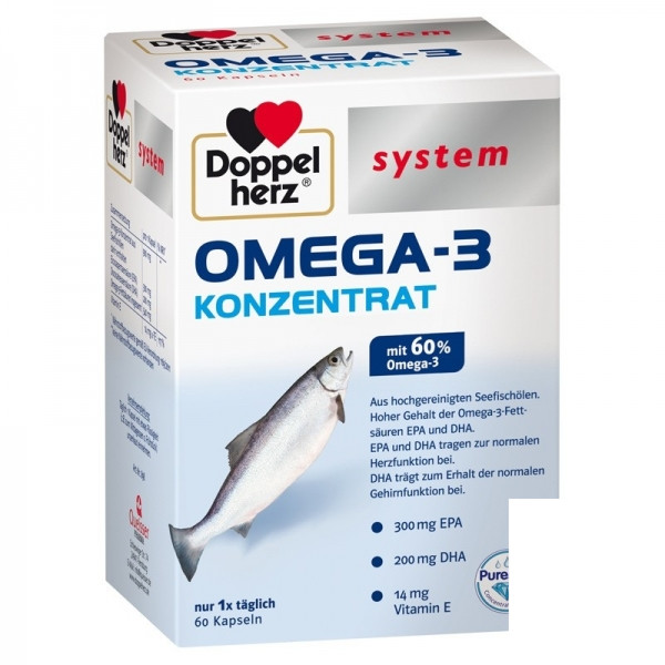 Doppelherz 双心 Omega-3浓缩鱼油胶囊 60粒 PZN:06132731