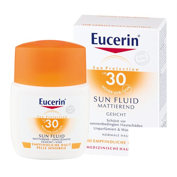 优色林Eucerin哑光防晒霜LSF30 适合混合/痘痘/敏感肌等多种肌肤EUCERIN SUN FLUID LSF30 PZN:3863351