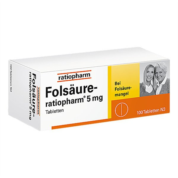 FOLSAEURE RATIOPHARM 5MG RATIOPHARM5毫克叶酸片 PZN:04010113,德国代购,第1张