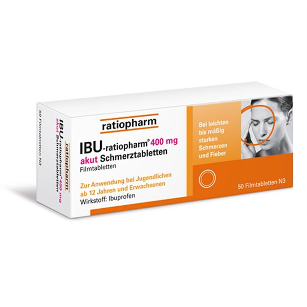 IBU RATIOPHARM 400MG AKUT Ratiopharm布洛芬急性消炎止疼片400毫克 PZN:00266011,德国代购,第1张