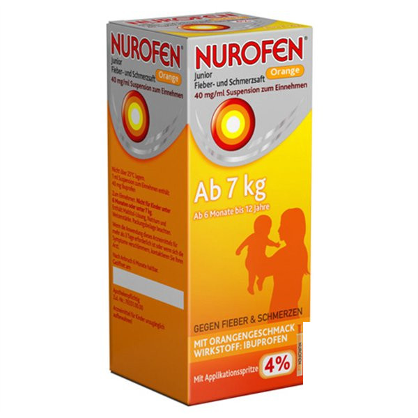 布洛芬糖浆NUROFEN JUNIOR F+S ORAN 40 PZN:07776465,德国代购,第1张