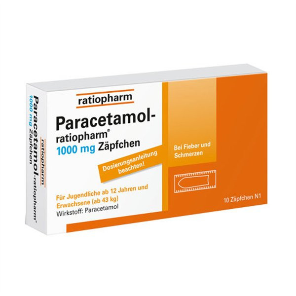 德国扑热息痛儿童退热栓剂（1000mg）PARACETAMOL RATIO1000MGSUP PZN:03953611,德国代购,第1张