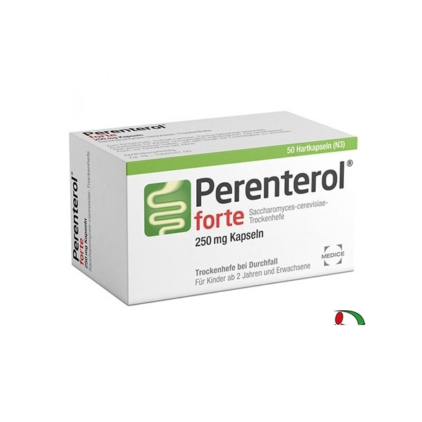 德国Perenterol forte强效250 mg天然酵母粉止泻胶囊（2岁以上）50粒 PZN:04796875