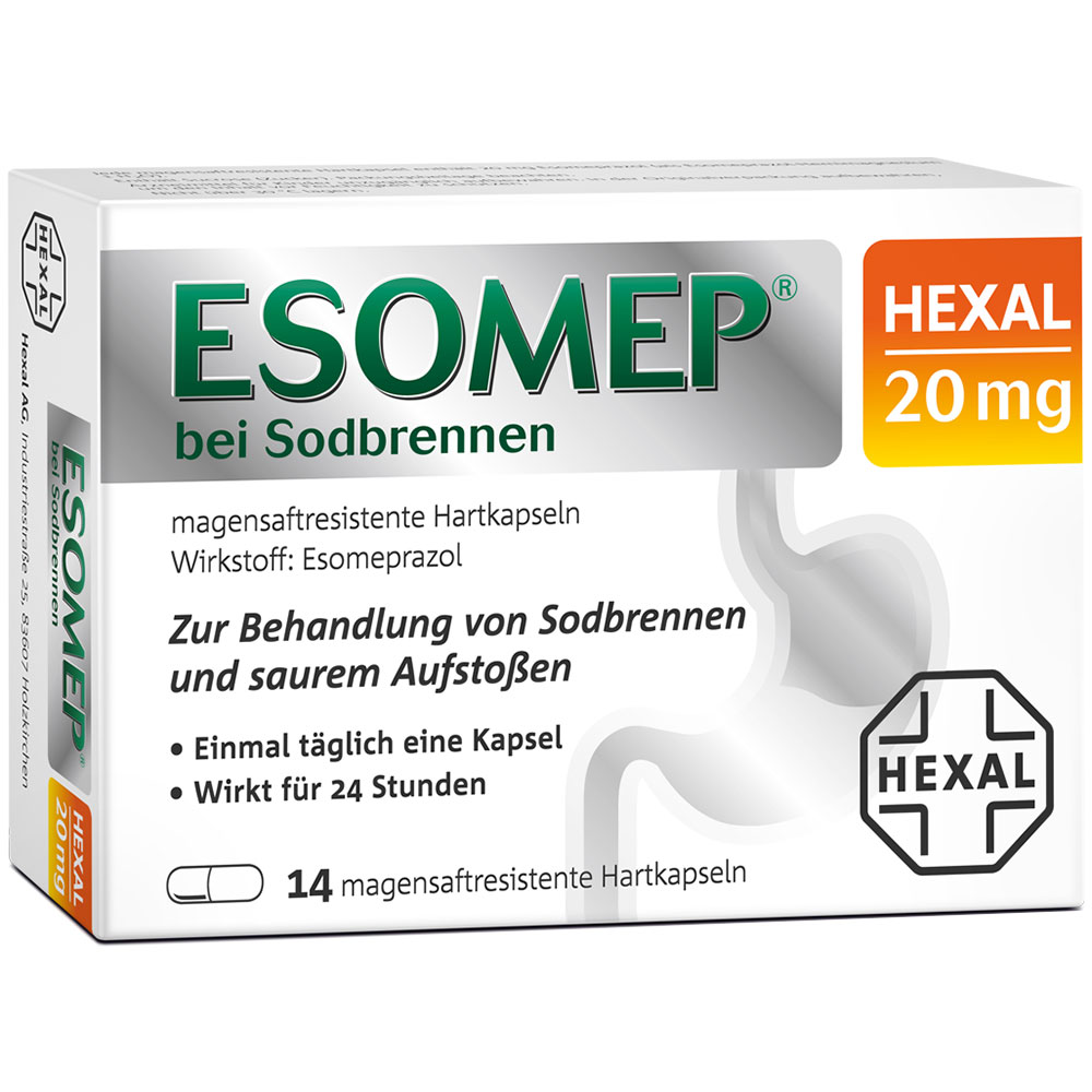 Esomep Hexel 胃炎烧心缓解胶囊 14粒 烧心/胃灼热/胃酸反流,ddepin,第1张